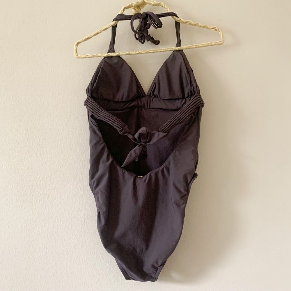 Pilyq Island Embroidered Halter One Piece in Coco - Picture 8 of 10